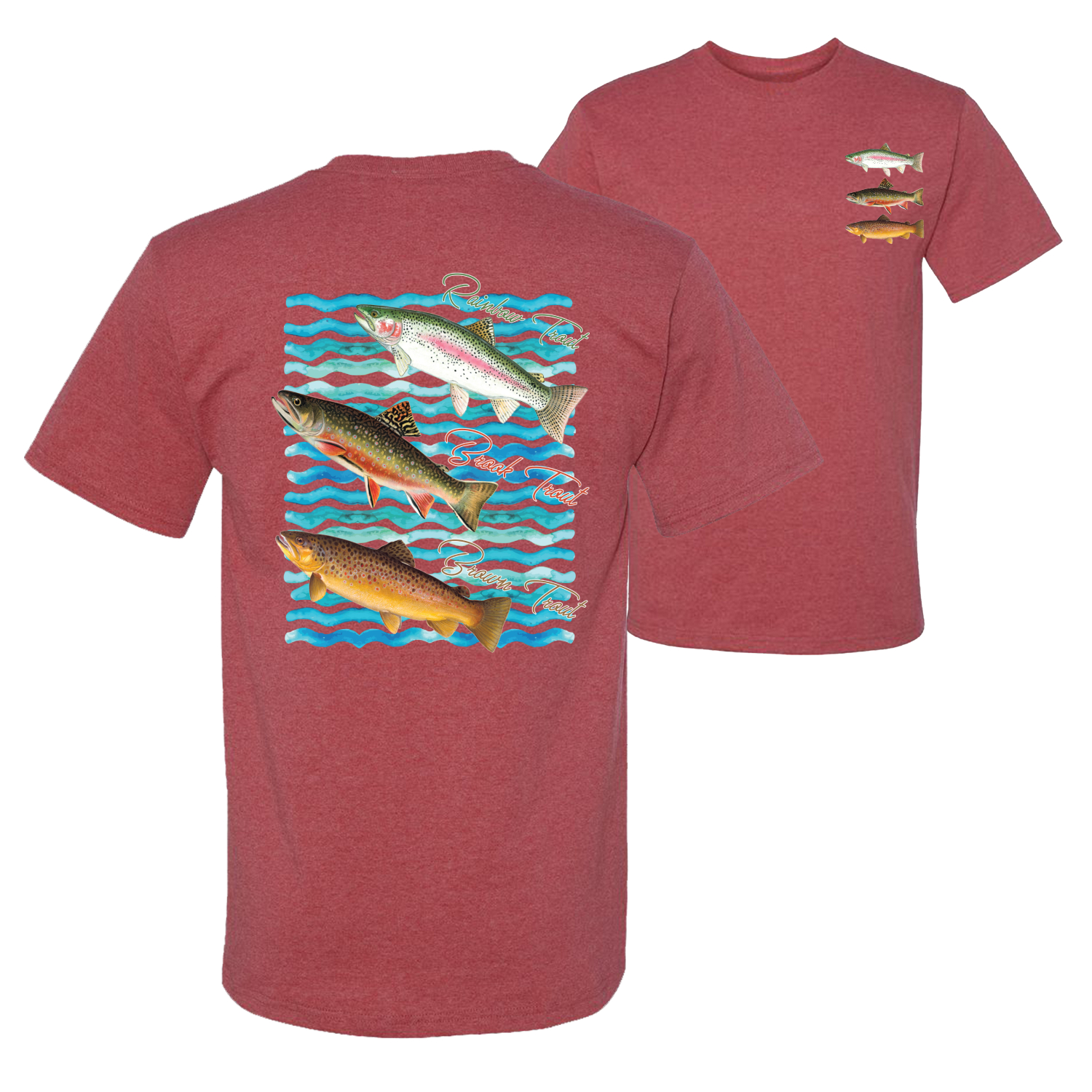 BROWN TROUT STATE SKIN T-Shirts fly fishing 6 COLORS Long /& Short Sleeve S-3XL